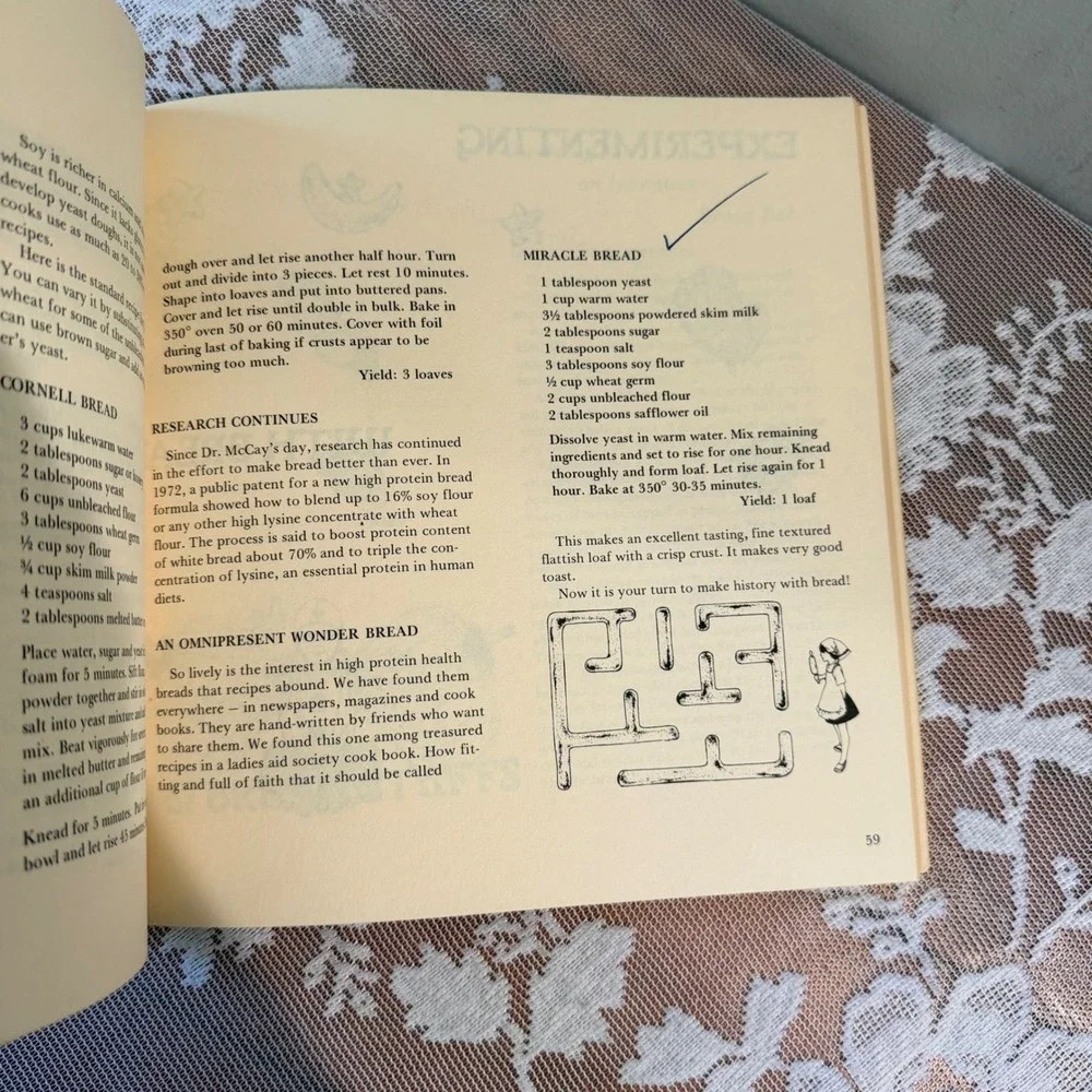 Yerba Buena Press Breadcraft Cookbook 1974 Cream Good Vintage Illustrated
